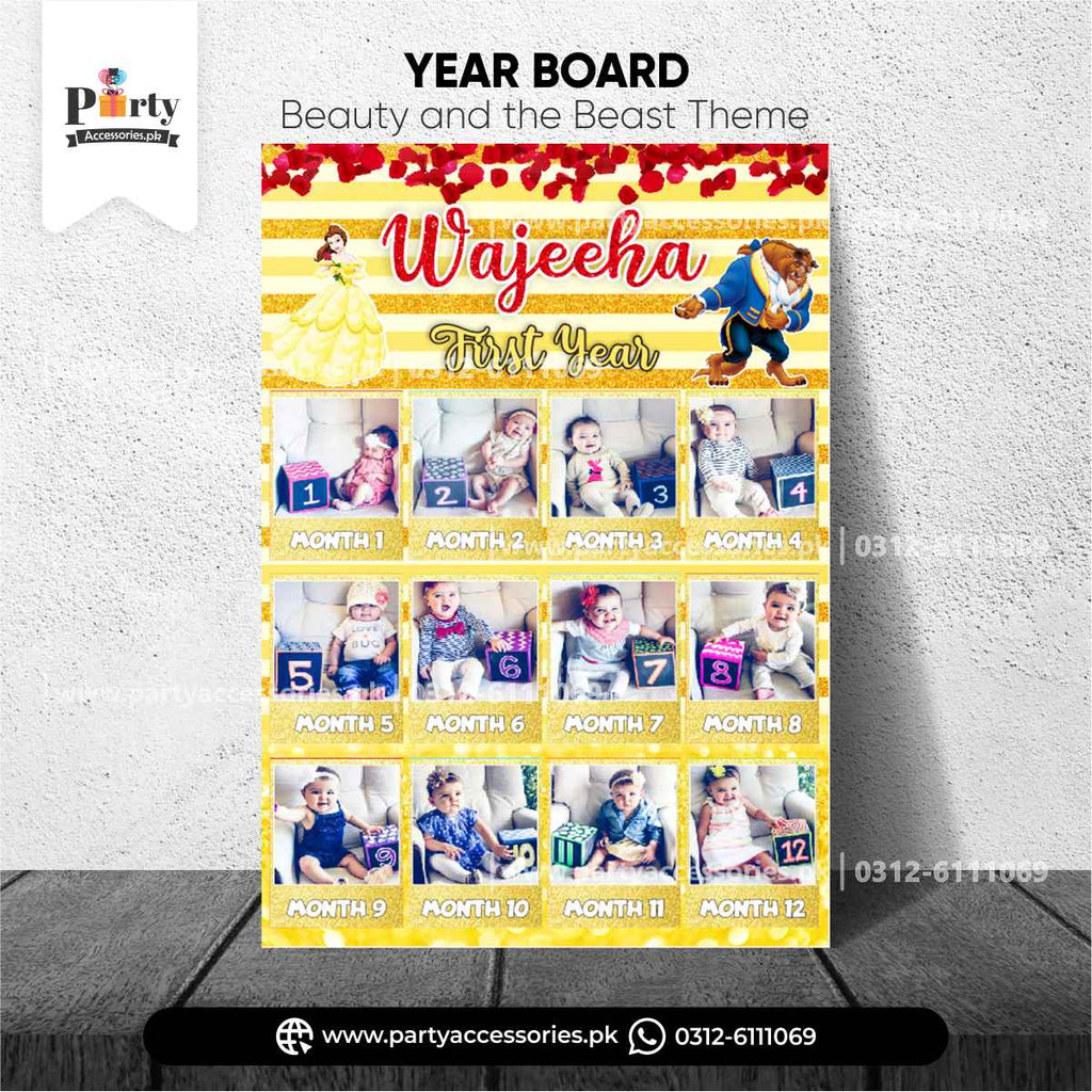 Customized Beauty and the Beast Theme Month Wise Year Picture Board 