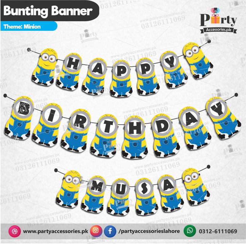 Customized Minions theme Birthday wall banner Banner cutout