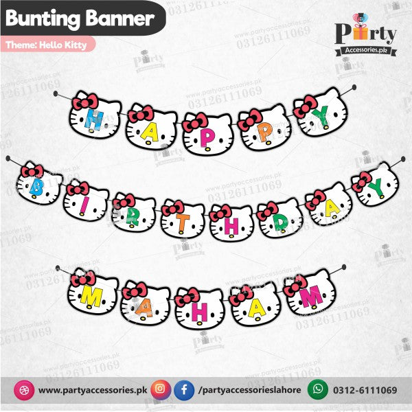 Customized Hello Kitty theme Birthday bunting Banner cutout