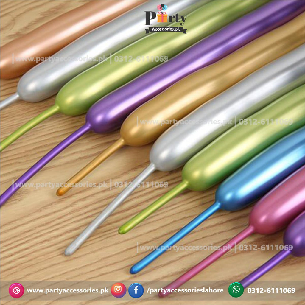 elongated strip metallic chrome balloons