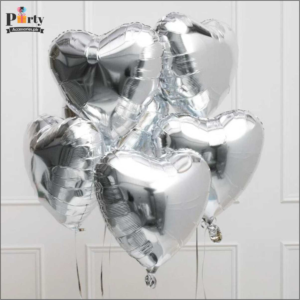 silver heart foil balloon