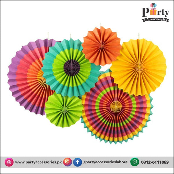multi colored paper fan Wall decoration set