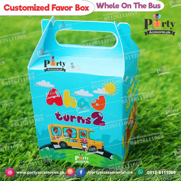 Customized Wheels on the Bus theme Favor / Goody Boxes for birthday Parties