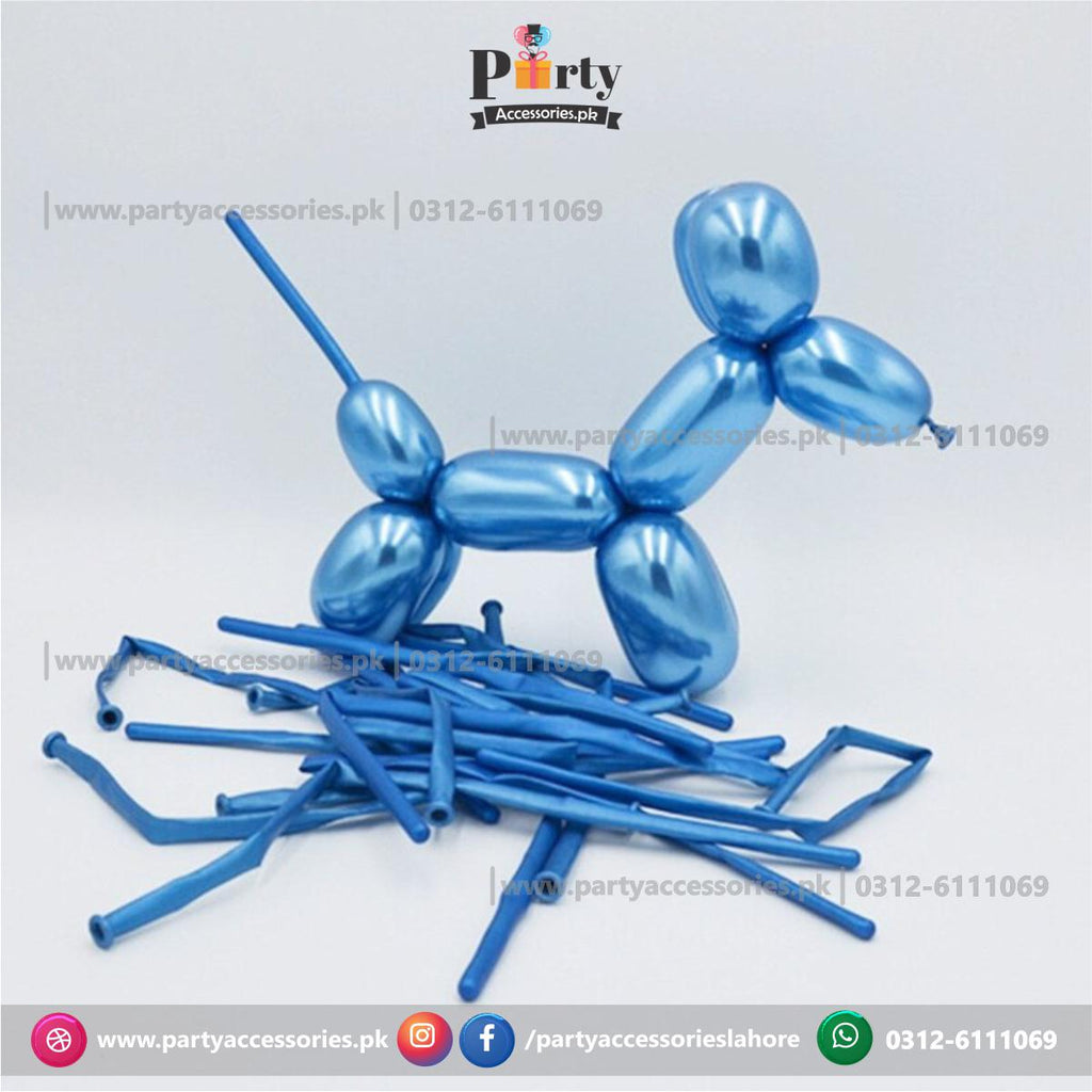Blue long tube shape chrome balloons