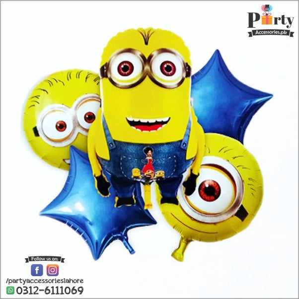 Minion theme birthday foil balloons set