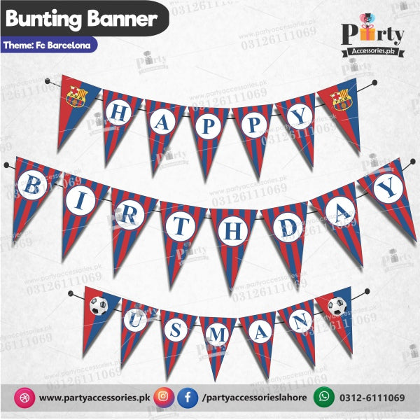 Customized FC Barcelona theme Birthday bunting Banner triangular
