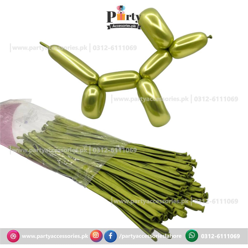 Green long tube shape chrome balloons