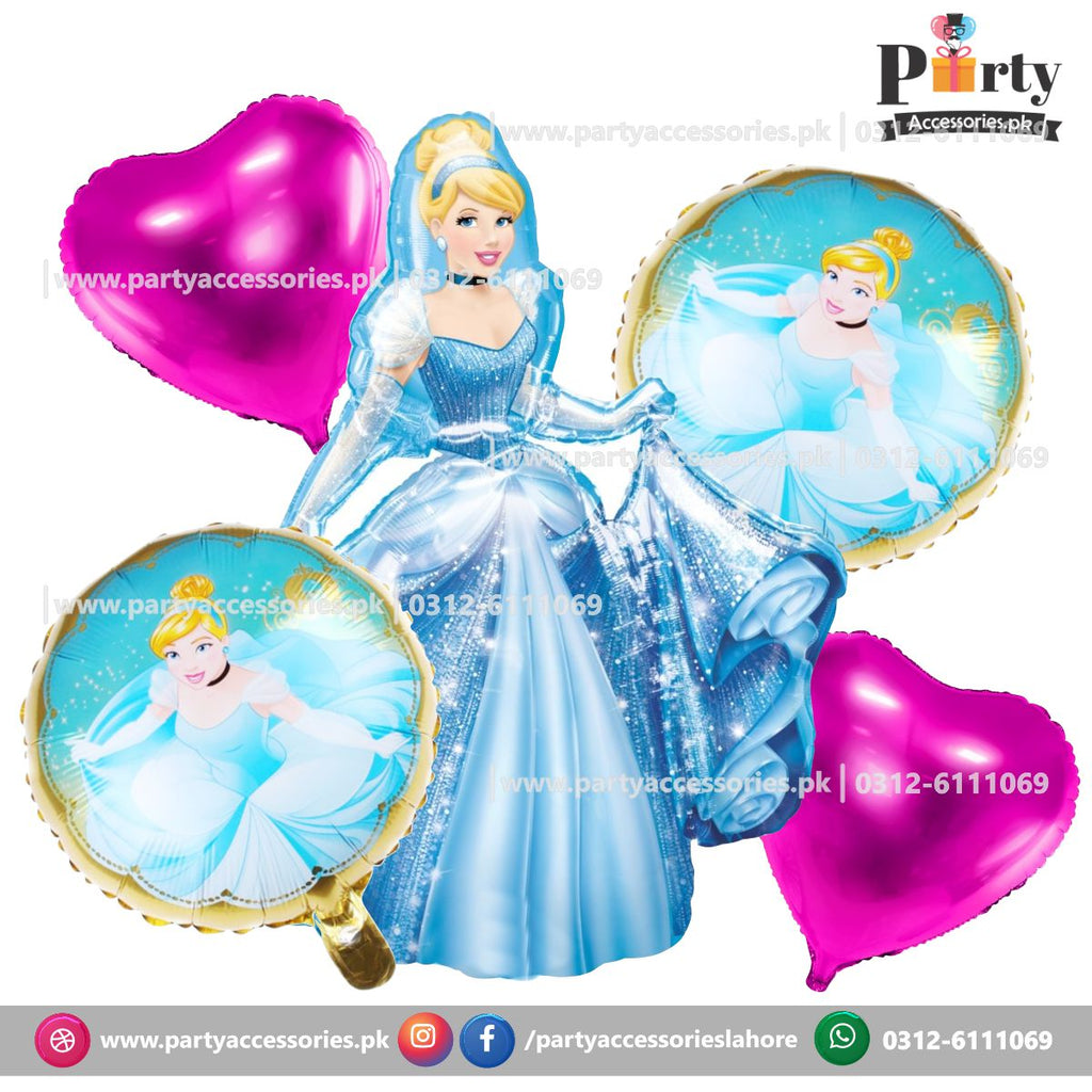 Cinderella themed birthday exclusive foil balloons set of 