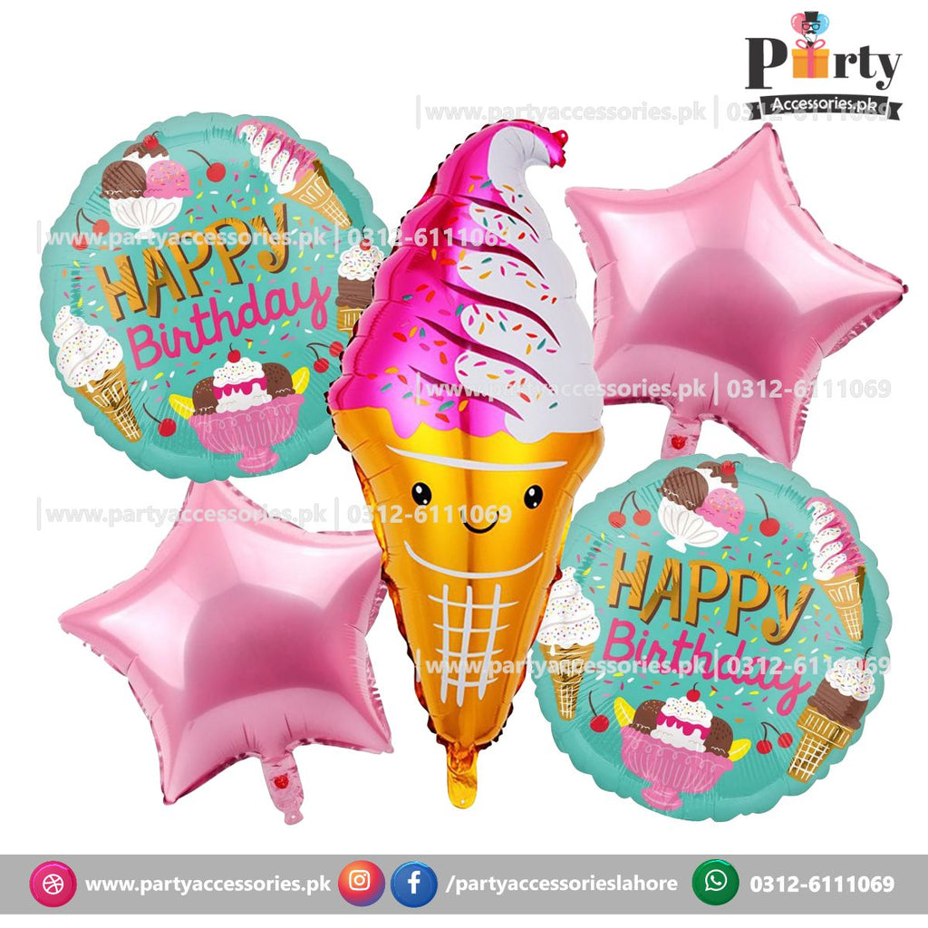 Cone icecream themed birthday exclusive foil balloons