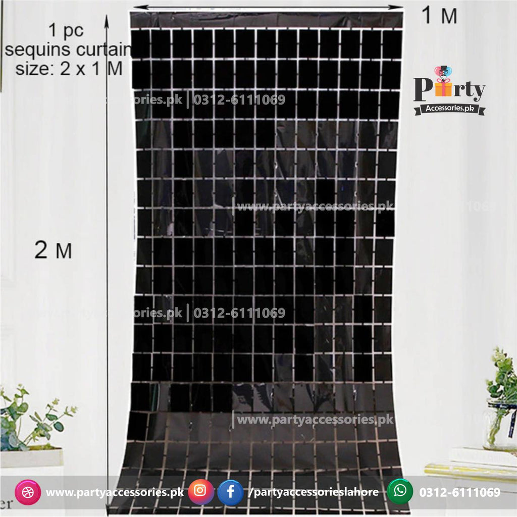 square box tinsel foil curtain black