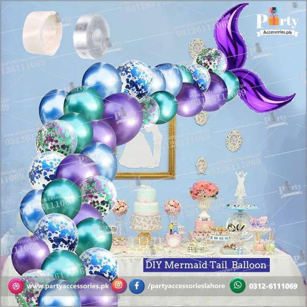 Mermaid tail garland balloon set, confetti balloons set, latex balloons mermaid tail balloon