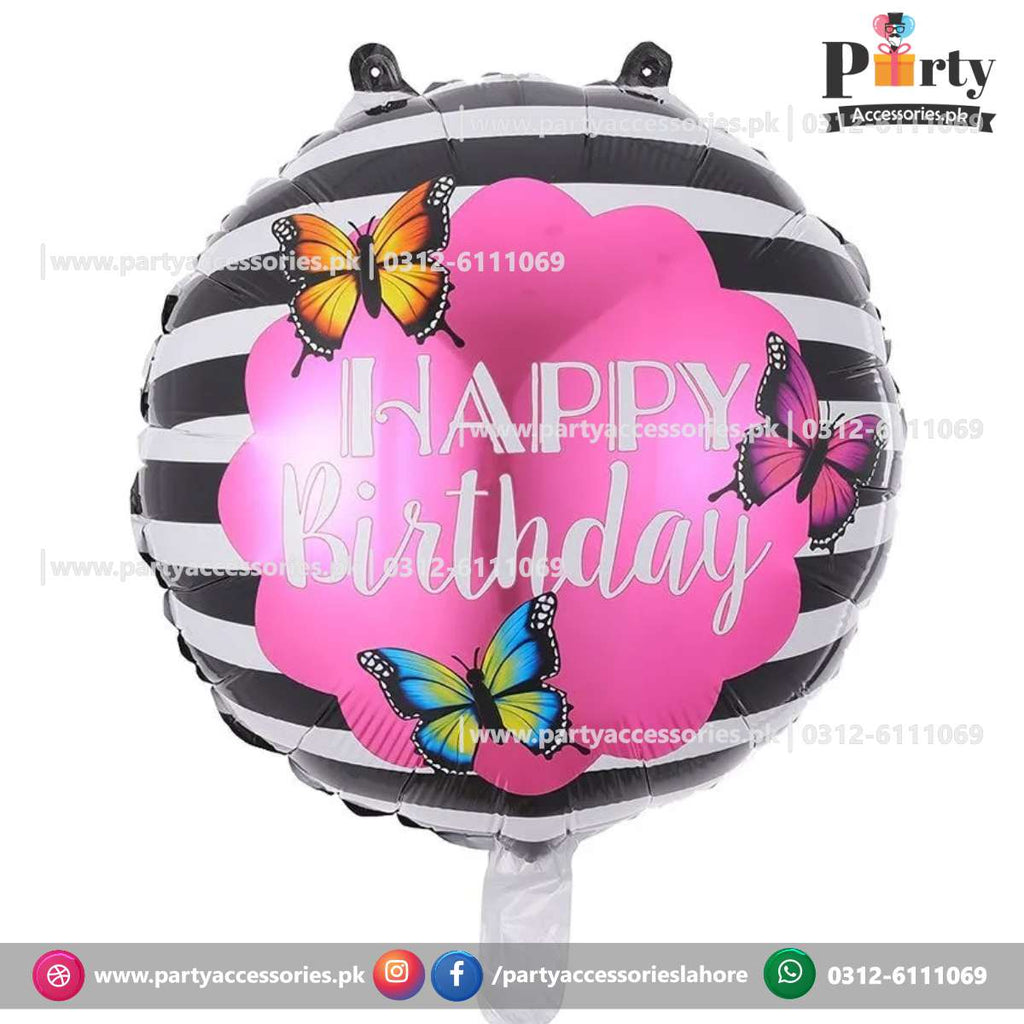 Butterfly Theme Happy Birthday foil balloon