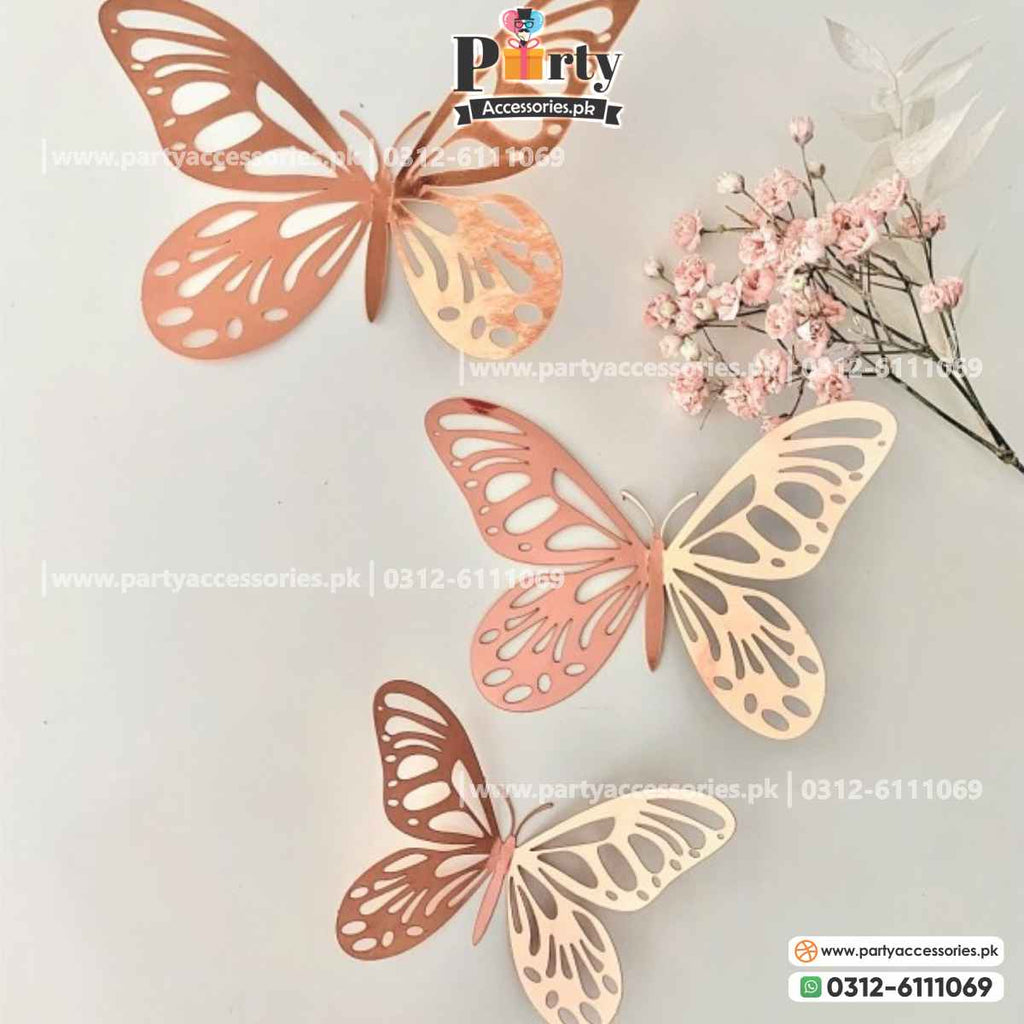 3d butterfly cutout in rose gold