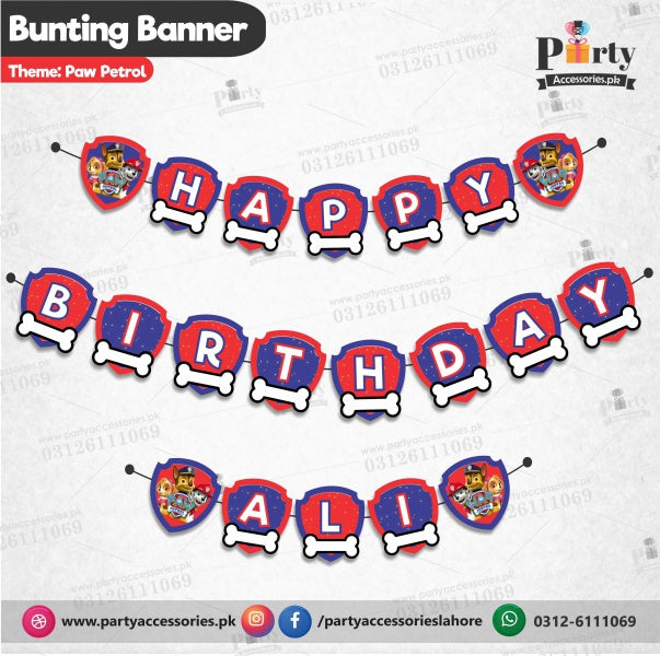 Customized PAW Patrol theme Birthday bunting Banner cutout pinterest ideas