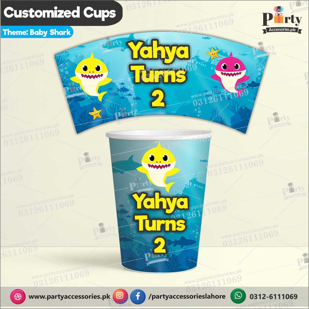 Customized Paper cups in Baby shark theme