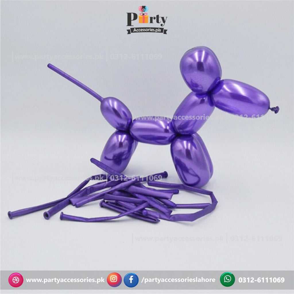 Purple long tube shape chrome balloons