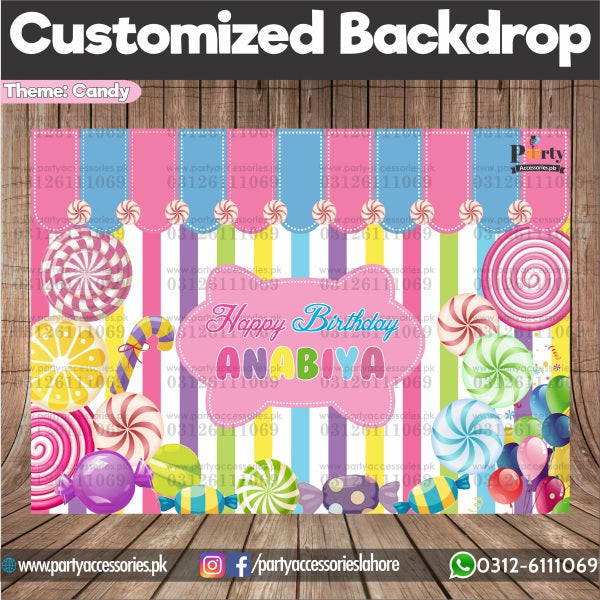 Customized Candy-land Theme Birthday Backdrop