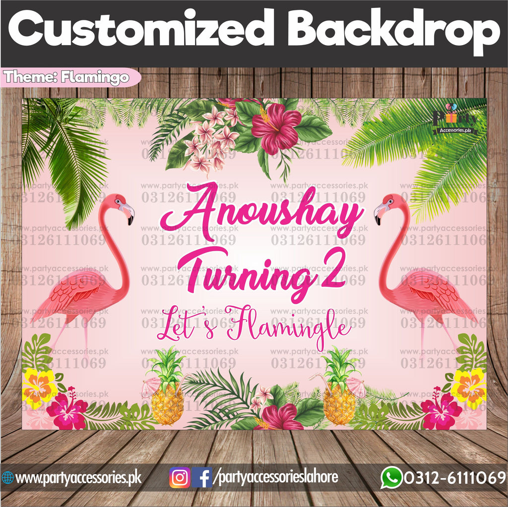 Customized FLAMINGO Theme Birthday Party Backdrop