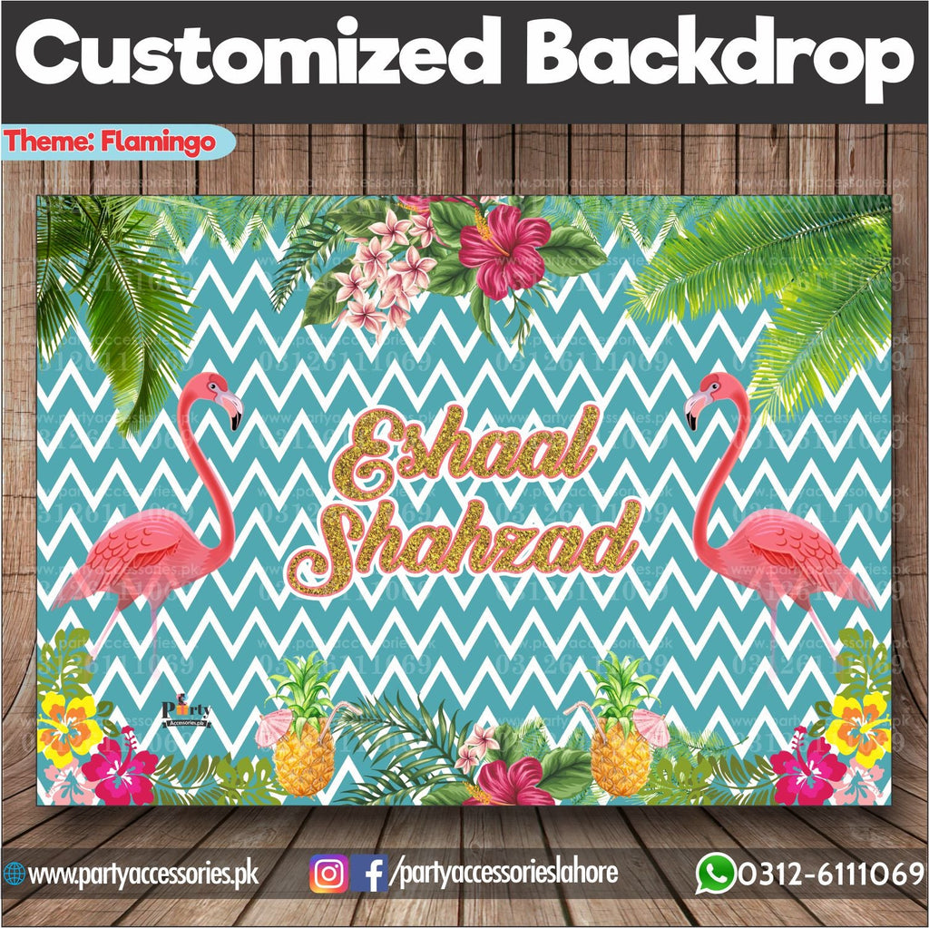 Customized FLAMINGO Theme Birthday Party Backdrop