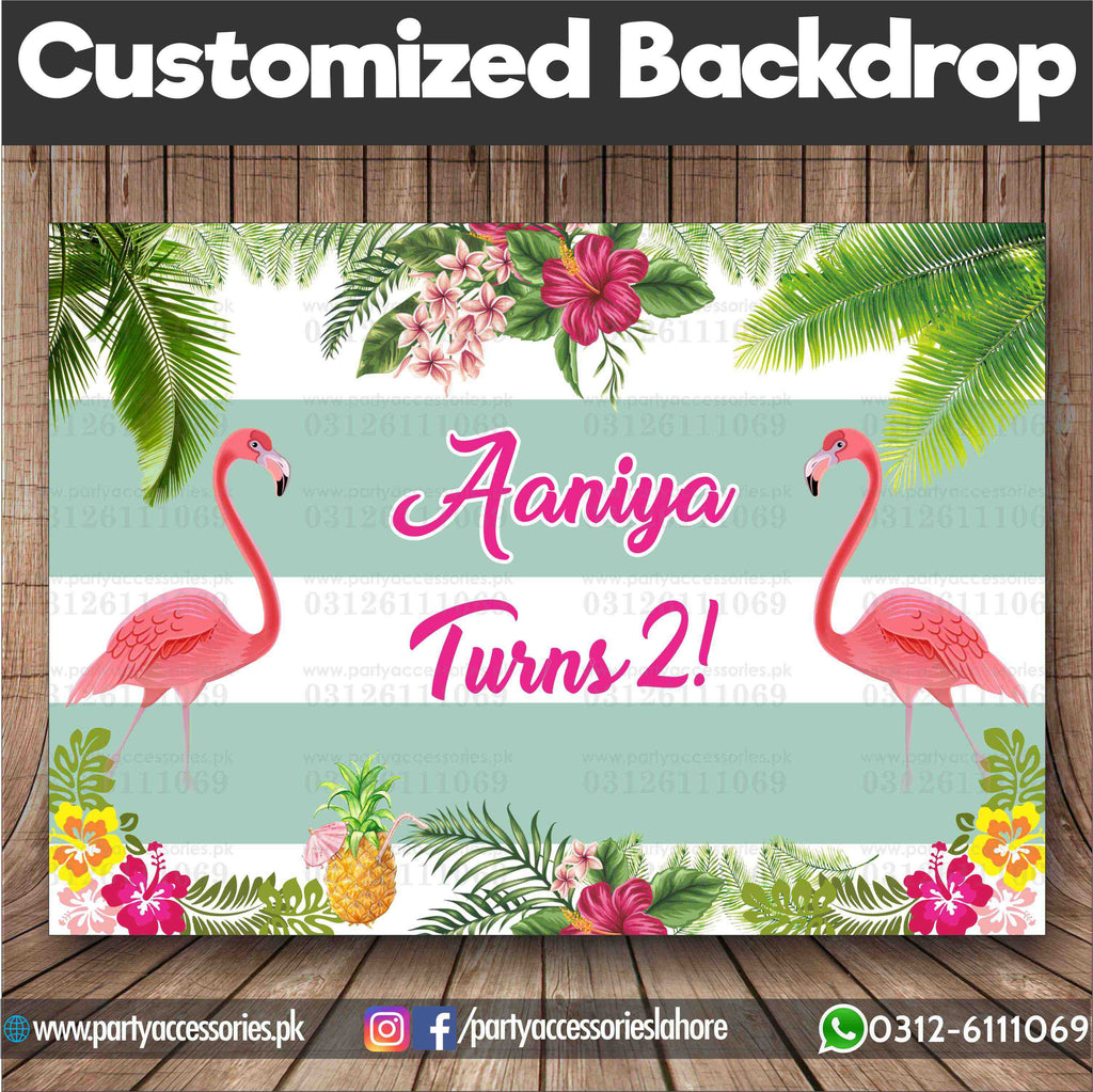 Customized FLAMINGO Theme Birthday Party Backdrop