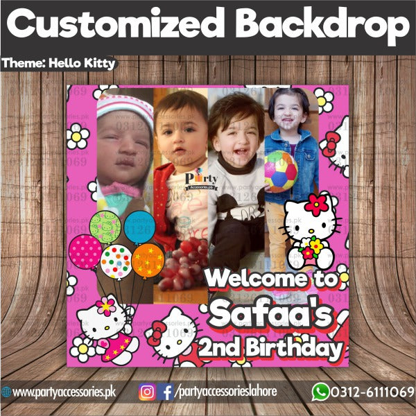 Customized Birthday Party Backdrop in Hello kitty Theme 