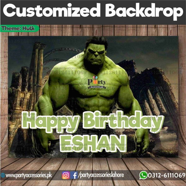 Customized Hulk Theme Birthday Backdrop