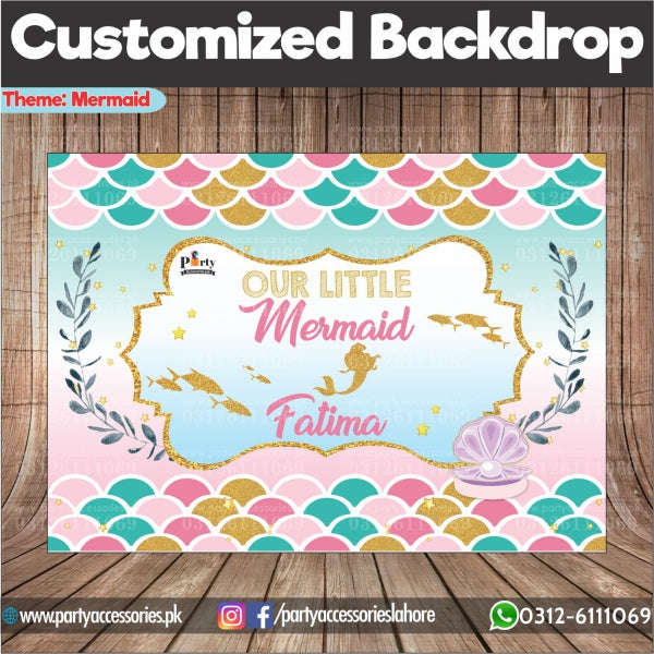Customized Mermaid Theme Birthday Party Backdrop