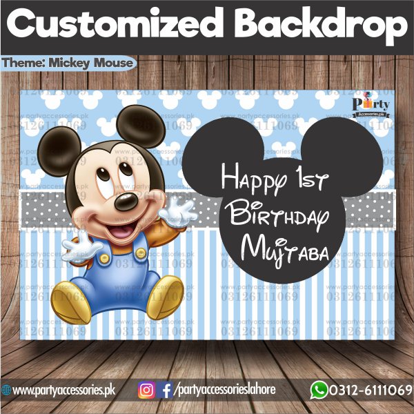 Mickey Mouse Theme Customized Birthday Party Backdrop for Wall Decoration