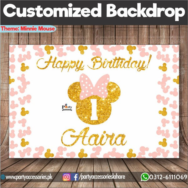 Customized Wall Backdrop in Minnie Mouse Theme 