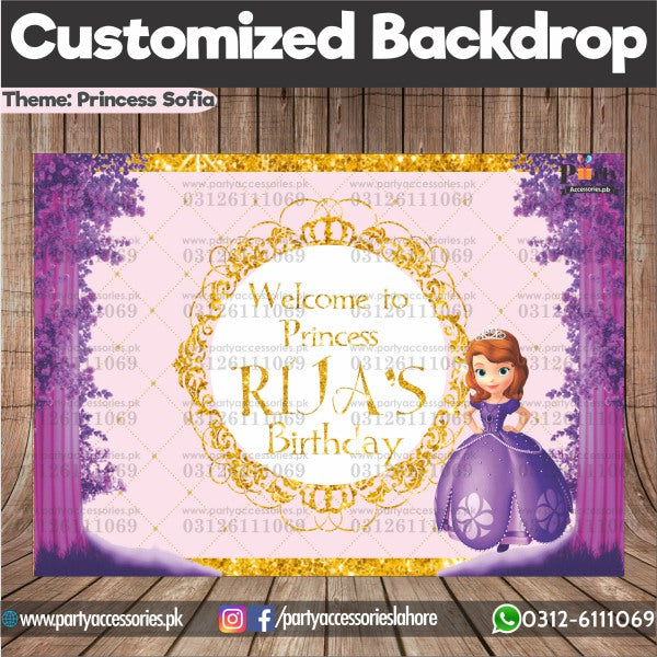 Princess Sofia Theme Birthday Party Backdrop customized 