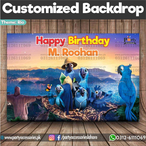 Customized Rio Theme Birthday Party Backdrop