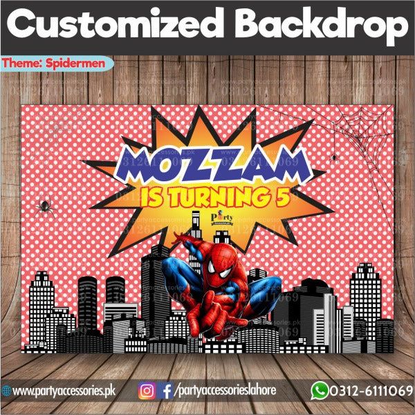 Customized Spider-Man Theme Birthday Party Backdrop