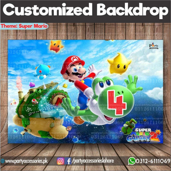 Customized Super Mario Theme Birthday Party Backdrop