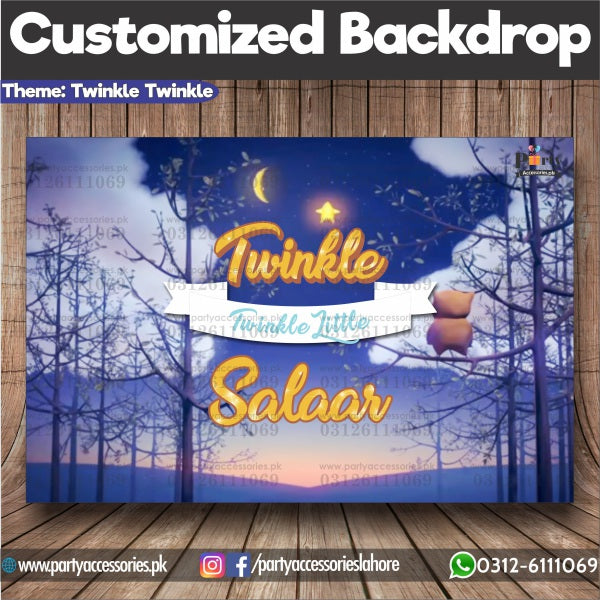 Customized Twinkle star theme Birthday Backdrop for boys