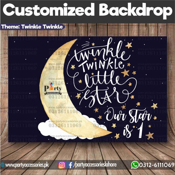 Customized Twinkle Twinkle little star theme Birthday Backdrop for boys