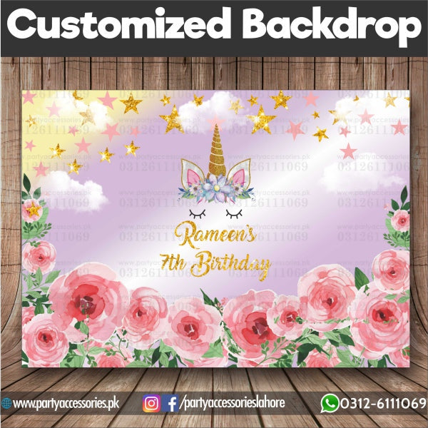 Customized UNICORN Theme Birthday Party Backdrop