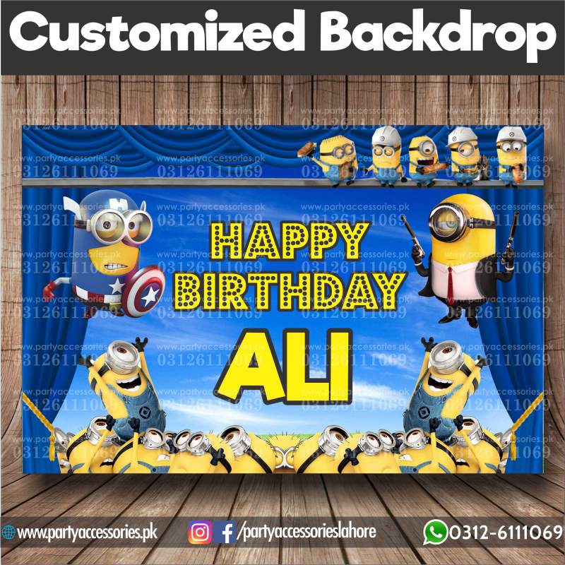 Minions Theme Birthday Party Customized Backdrop for wall decoration 