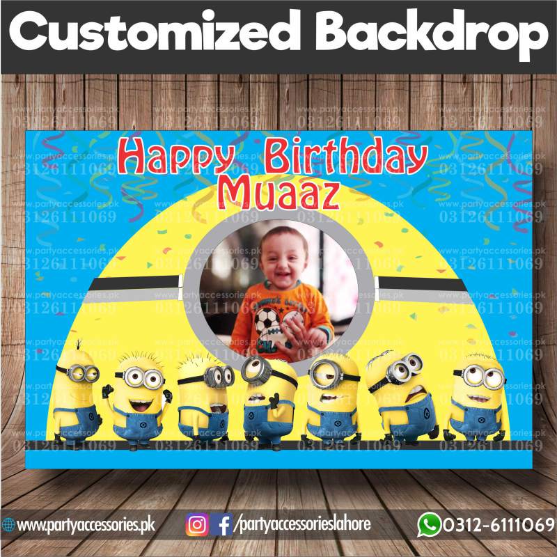 Minions Theme Customized Backdrop for Birthday Party Decoration 