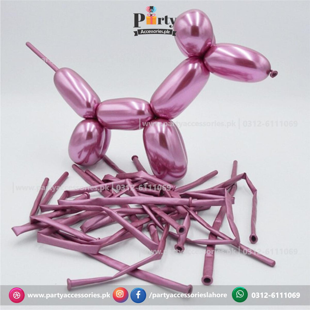 Pink long tube shape chrome balloons