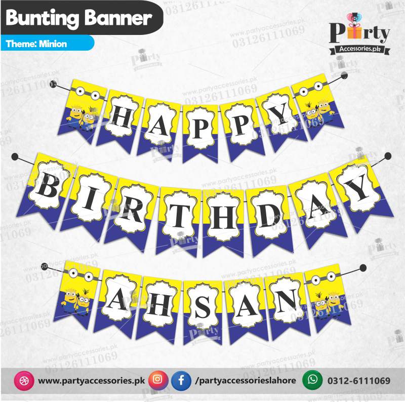 Customized Minions theme Birthday Bunting Banner