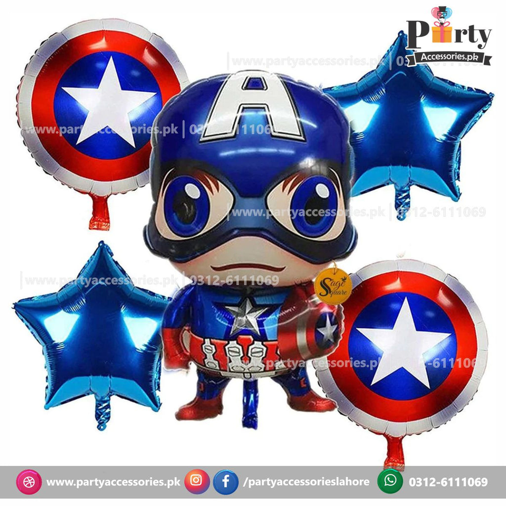 Captain America themed birthday exclusive foil balloons Balloons set of 5 pcs