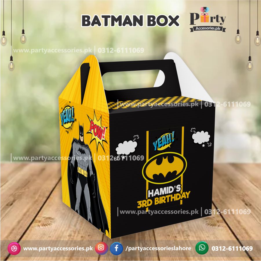 Customized Batman theme Favor / Goody Boxes for birthday Parties