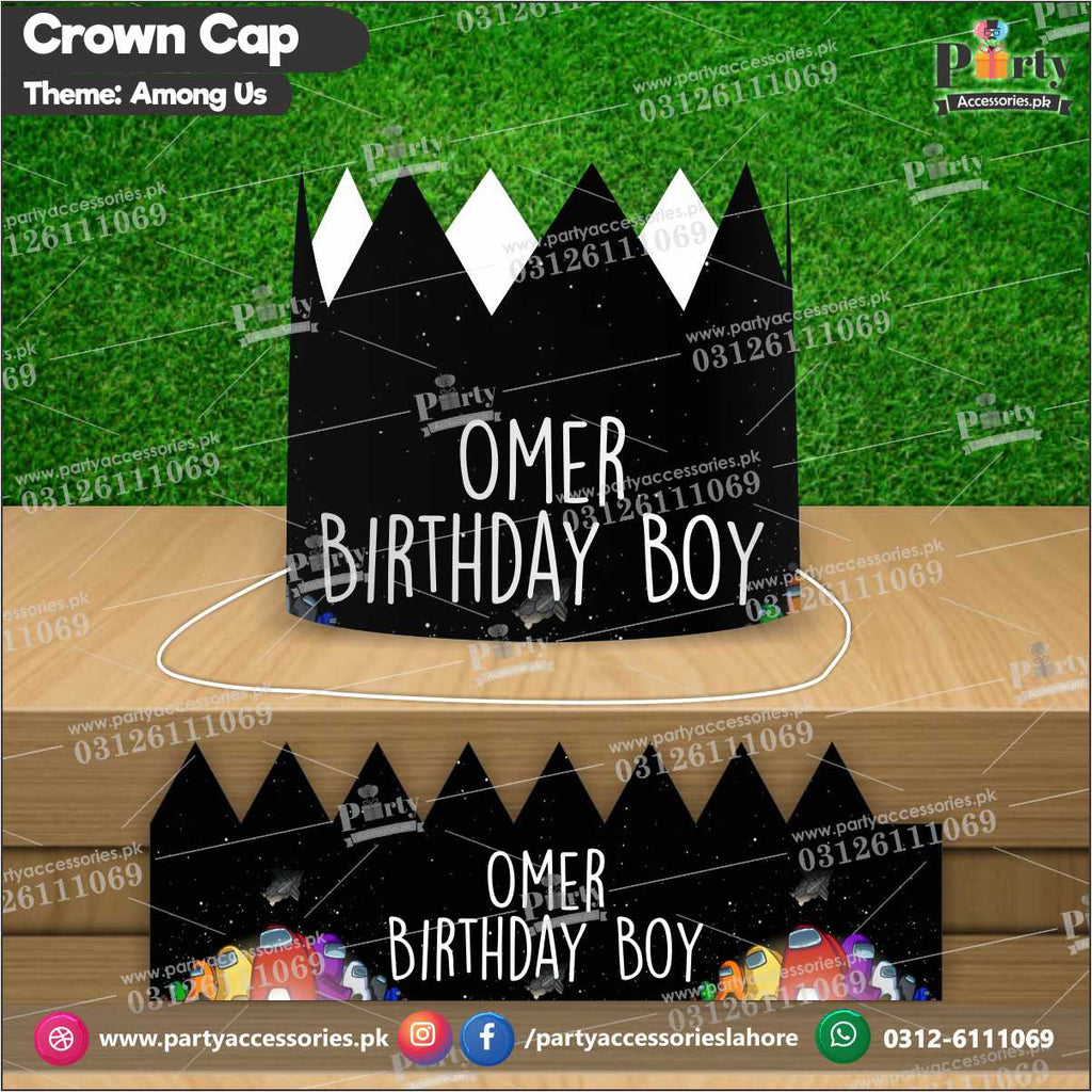 Crown Cap in Among Us theme customized for the birthday boy