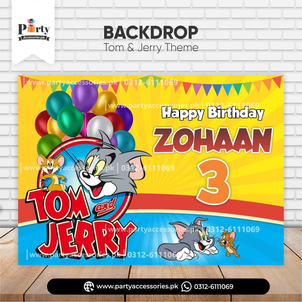 tom and jerry party name backdrop 