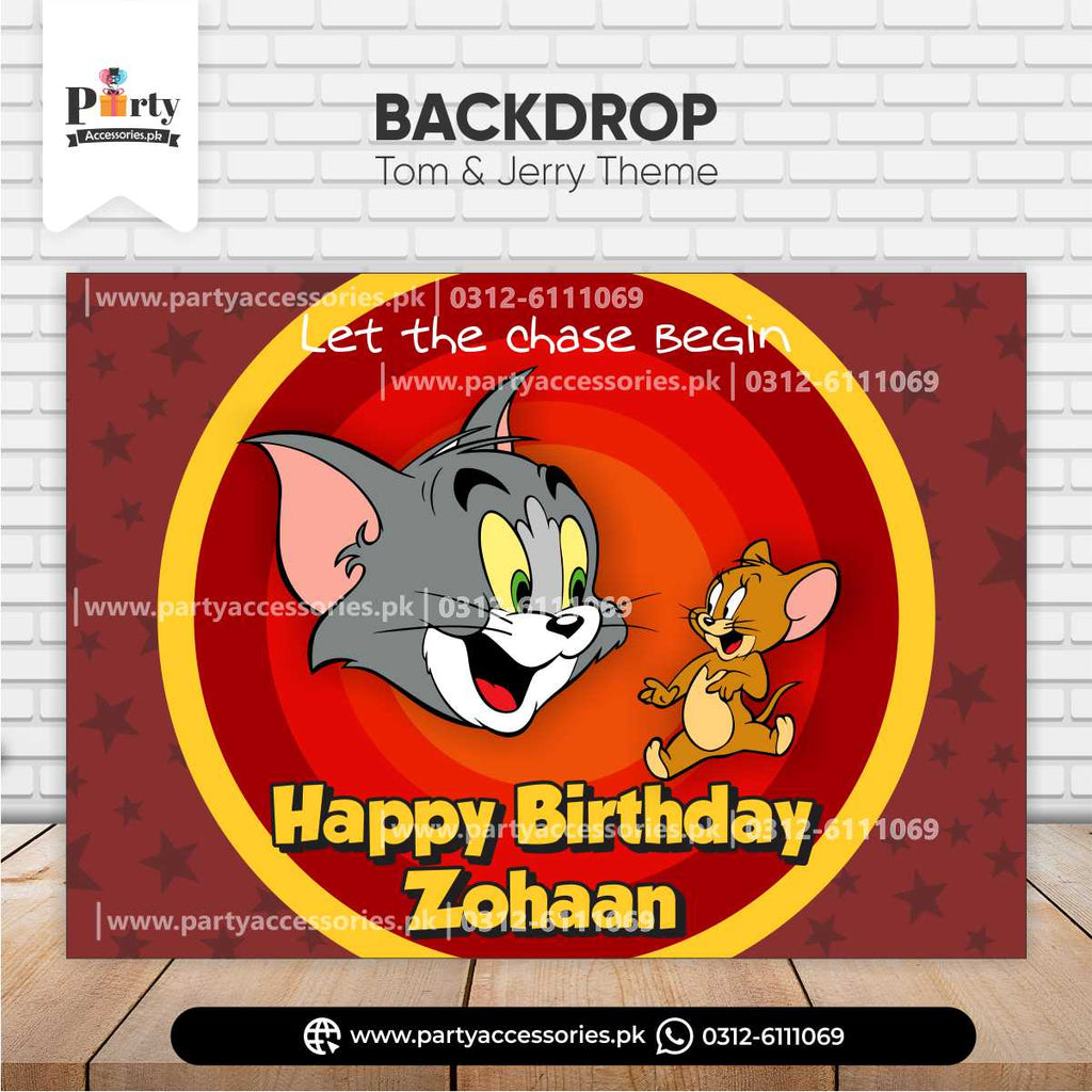 tom and jerry  birthday party backdrop 