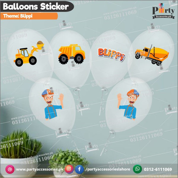 Blippi theme transparent balloons with stickers  DECORATION IDEAS