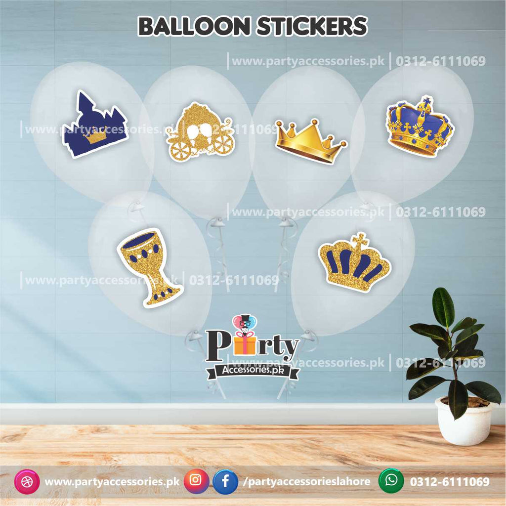Crown Princess theme transparent balloons with stickers pack of 6