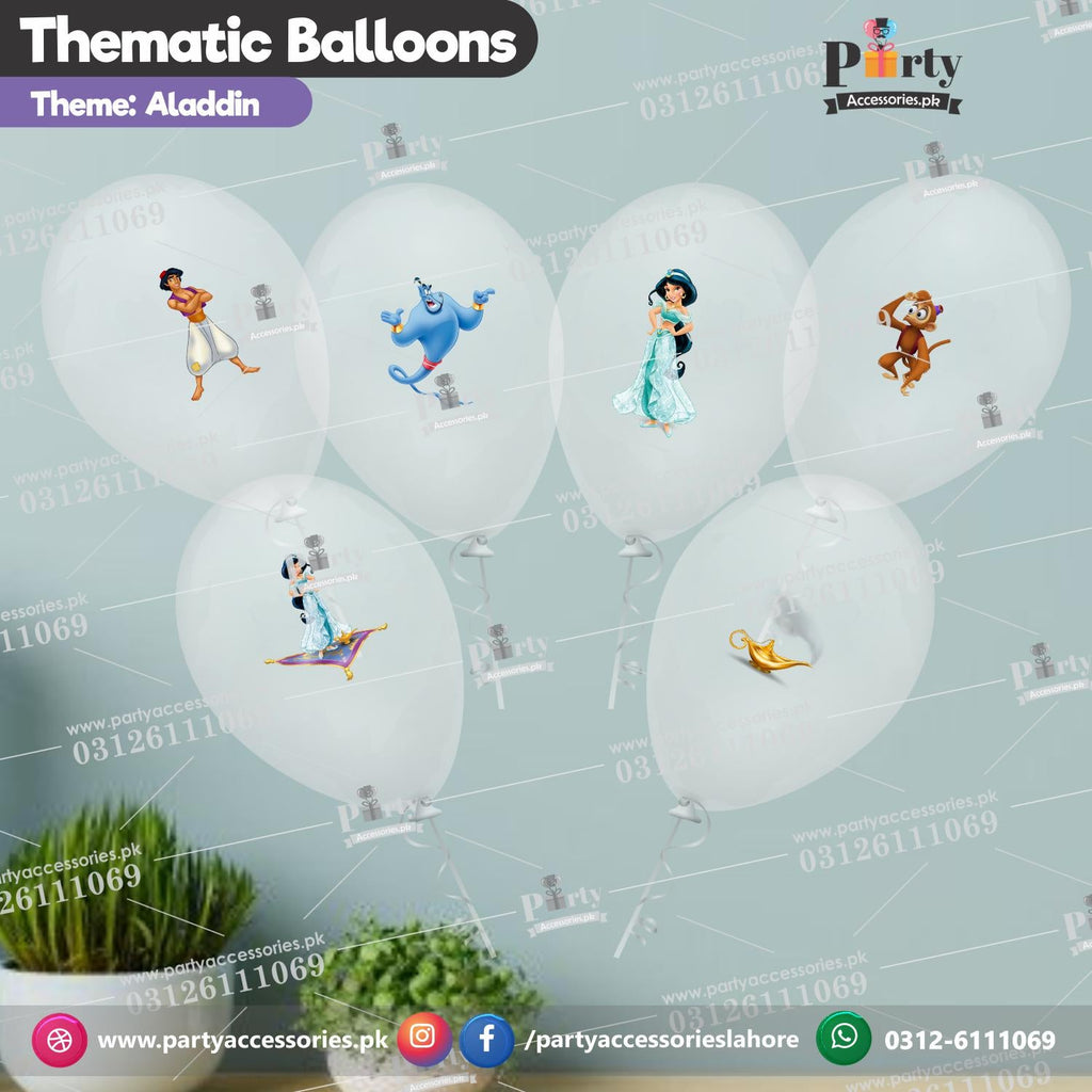 Aladdin Princess (jasmine) theme transparent balloons with stickers pack of 6