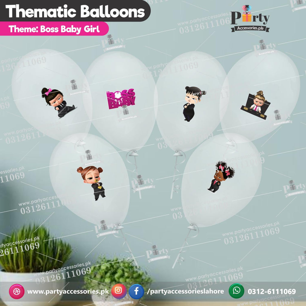 Boss Baby Girl theme transparent balloons with stickers