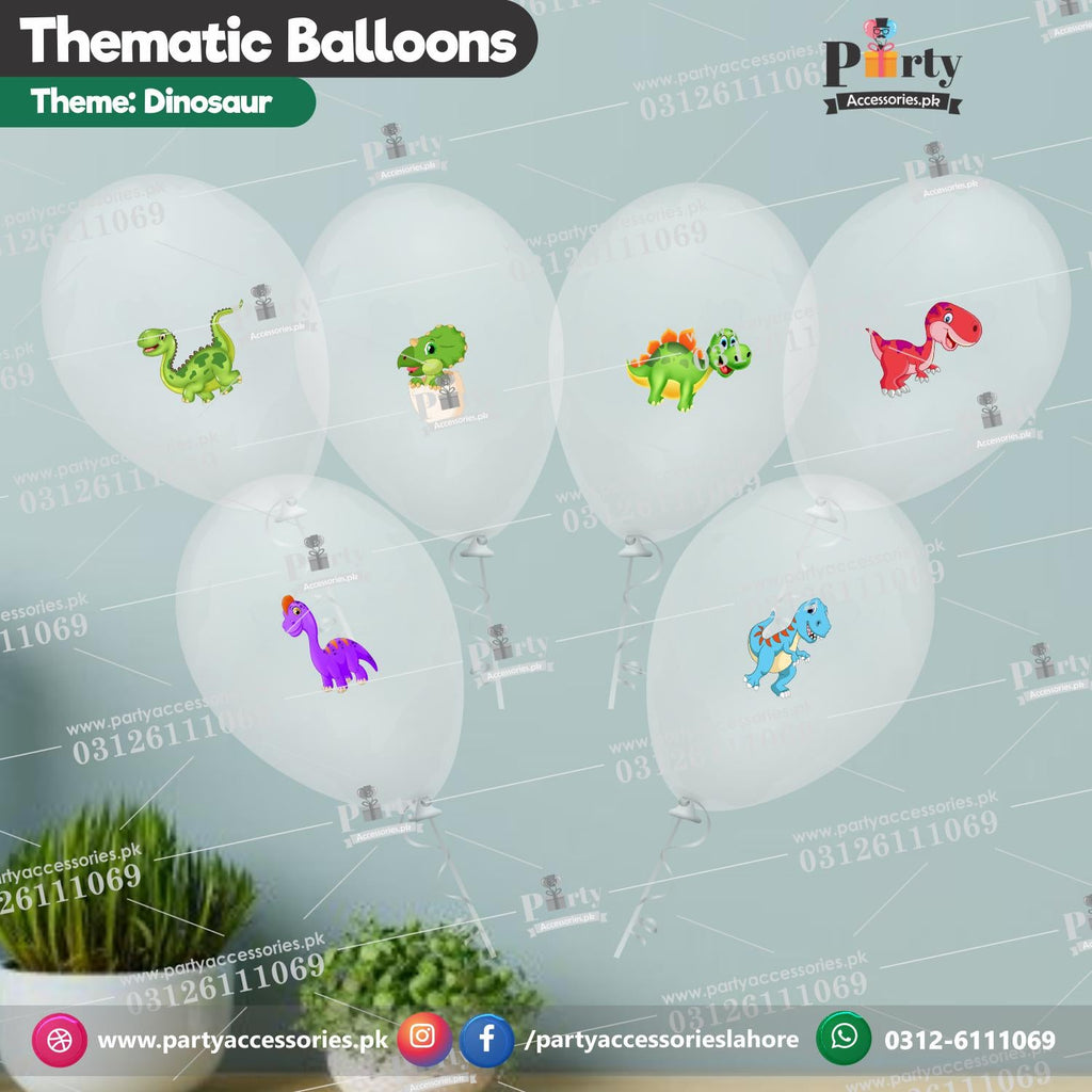 Dinosaur theme birthday transparent balloons with stickers